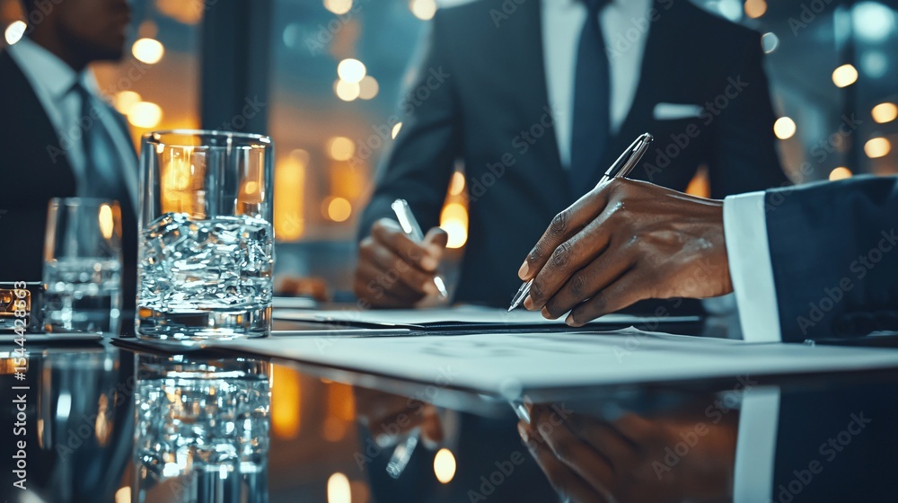 Professional Hands Signing Documents in a Modern Office Setting Professional Hands Signing Documents in a Modern Office Setting