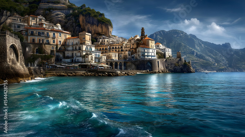 Vibrant amalfi coastline italy scenic view urban landscape