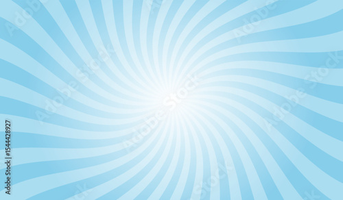 Abstract sizzling sunrise blue background with rays retro starburst. Radial spiral stripes backdrop. Vintage sun beam texture. Sun rays pattern. Groovy retro swirl burst. Summer carnival background	