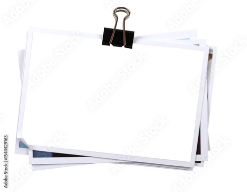 バインダークリップで束ねられた写真の、画像合成用素材. Photo material bound with binder clips for image synthesis