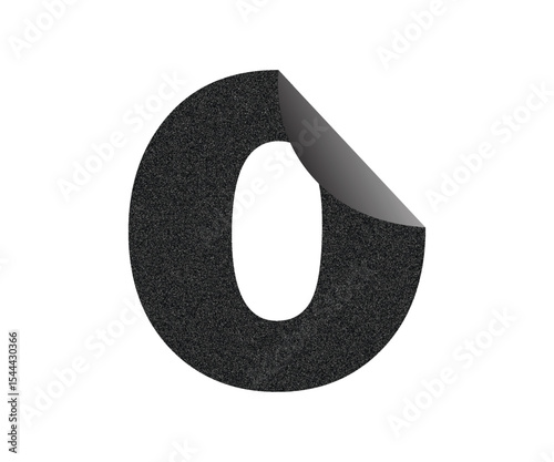Black Number 0 Sticker with Torn Edge