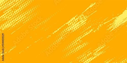 Yellow halftone pattern. Retro comic gradient background. Bright orange pixelated dotted texture overlay. Cartoon pop art faded gradient pattern. Vector backdrop for poster, banner, advertisement