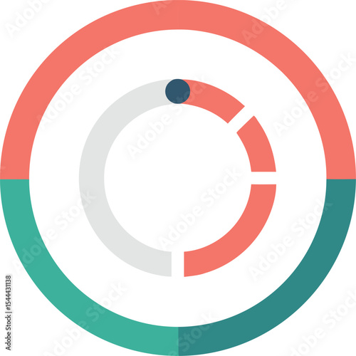 Countdown timer overlay: circular progress bar with numeric center with white background.