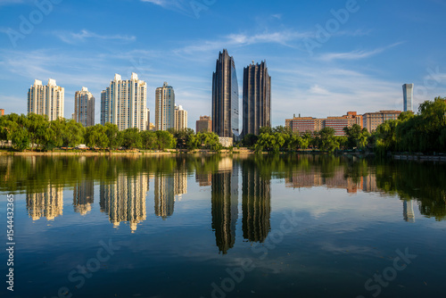 Lakeside Cityscape & Mirror-like Reflections: Chaoyang Park, Beijing