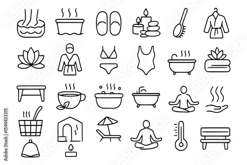 Spa and Wellness Line Icons Set