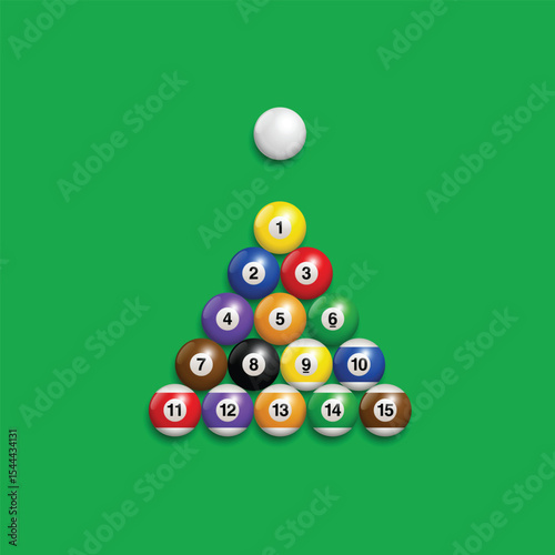 Billiard ball set vector. Billiards Balls Collection and illustration.