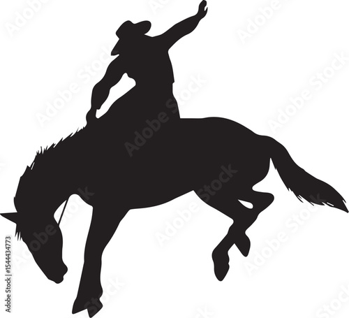 Rodeo Cowboy Riding Bucking Horse Silhouette