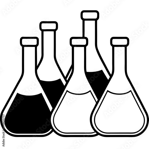 Scientific Flask Line Art Set 