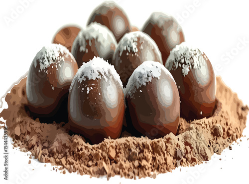Exquisite chocolate truffles dusted with powdered sugar
