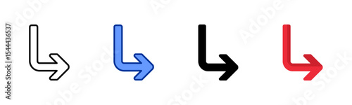 Down Right Arrow icon sheet multiple style collection