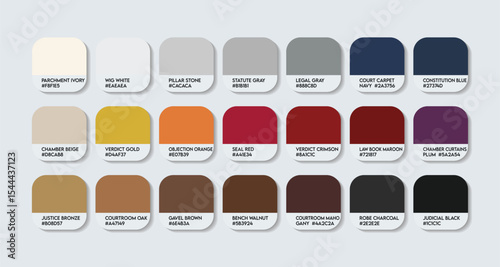 Judge Color Palette, Judge Color Guide Palette with Color Names. Catalog Samples Judge with RGB HEX codes and Names. nice and clean genuine Colors Palette, Fashion Trend Royal Color Palette Vector EPS