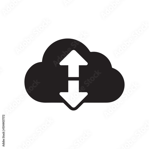 Black cloud icon with upload and download arrows.

