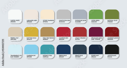 Politician Color Palette, Politician Color Guide Palette with Color Names. Catalog Samples Politic with RGB HEX codes and Names. nice and clean Politics Colors Palette, Fashion Trend Color Palette EPS