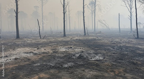Wallpaper Mural Smoky Aftermath Charred Forest Floor and Skeletal Trees Torontodigital.ca