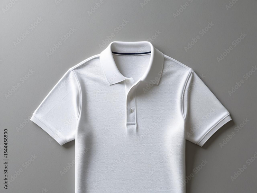 Blank white polo shirt on gray background Blank white polo shirt on gray background