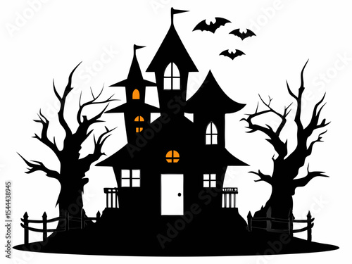 Halloween hunted house black silhouette vector,hunted house icon illustration