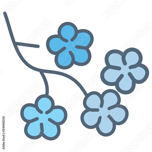 Pastel Blue Blossom Tree Branch Icon
