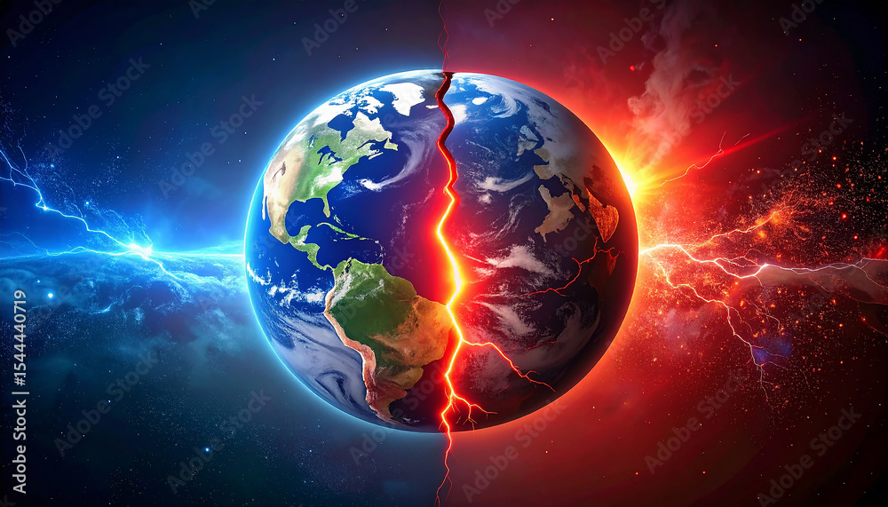 Fototapeta premium Global Crisis Symbolized by a Cracked Planet