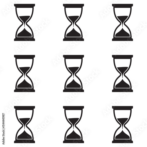 Premium vector hourglass silhouettes representing time passing isolated on white background. 