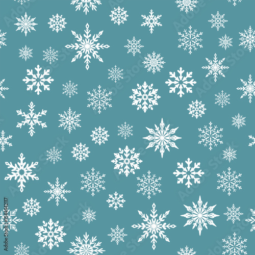 Snowflake seamless pattern, winter vector background, holiday season texture, Christmas wrapping design, frosty ornament