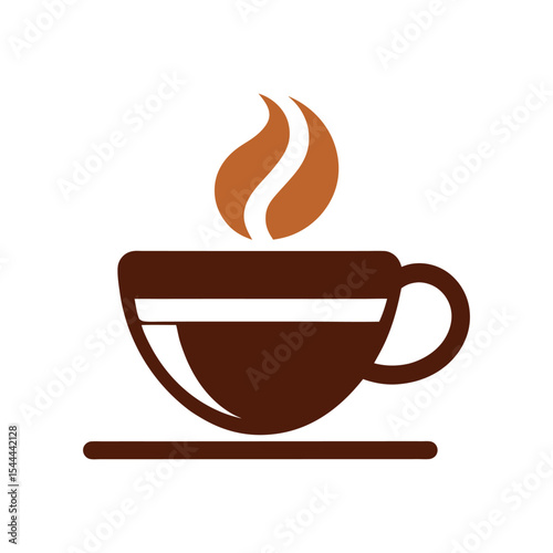 Flat coffee cup logo icon vector art illustration