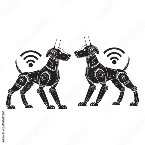 vector silhouette of robotic dog with advanced sensors