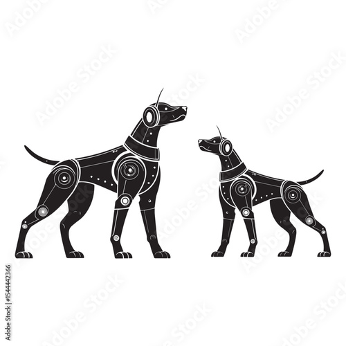 vector silhouette of robotic dog with advanced sensors