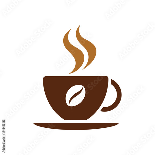 Flat coffee cup logo icon vector art illustration
