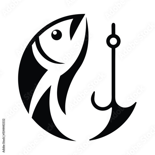 hooking fish logo vector art design.