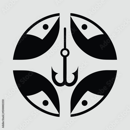 hooking fish logo vector art design.