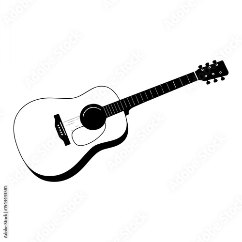 Minimalist Guitar Line Art Silhouette