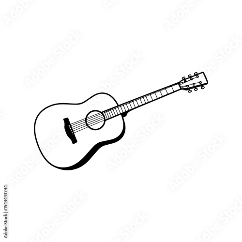 Minimalist Guitar Line Art Silhouette
