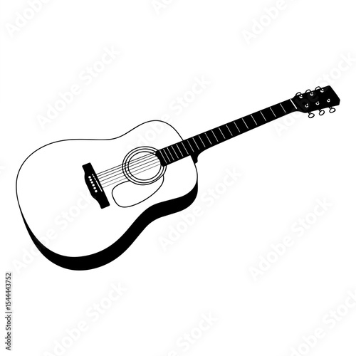Minimalist Guitar Line Art Silhouette