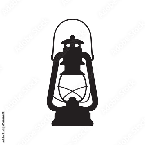 Vintage Oil Lantern Silhouette - Classic Illumination & Camping Light