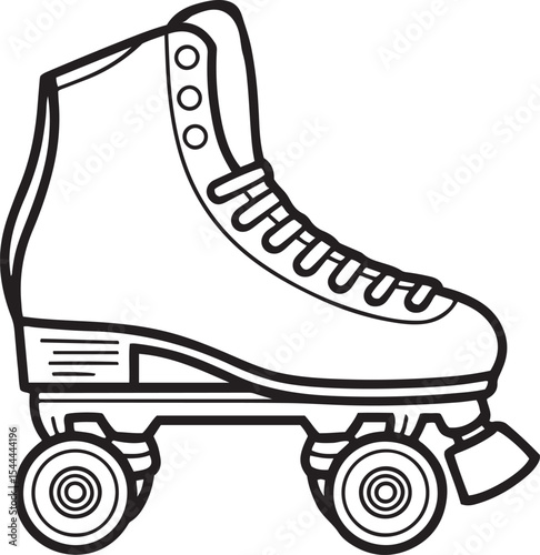Retro Roller Skates Outline - Fun Sport & Recreation Equipment Icon
