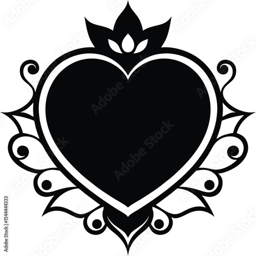 Victorian gothic heart shape vector silhouette art illustration