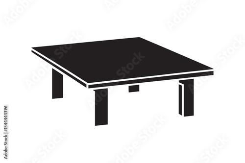 Minimalist Rectangular Table Silhouette - Simple Furniture Vector Icon