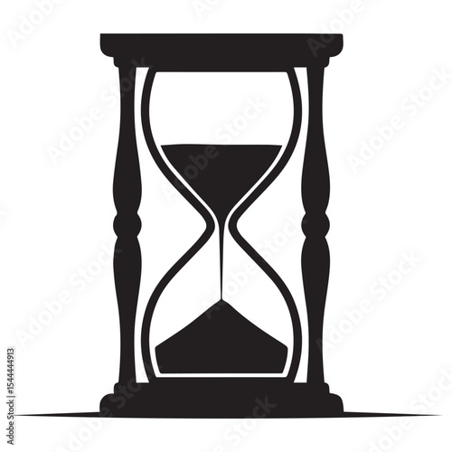 Hourglass silhouette isolated on white background vector illustration. 