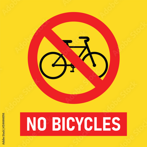 No bicycle parking sign no bike sign with yellow background