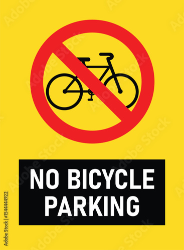 no bicycle parking sign. No bike zone sign with yellow background