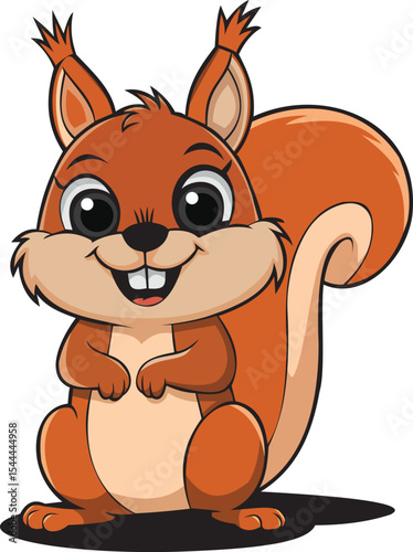A delightful and lively illustration of a cartoon squirrel with big eyes and a playful smile. This design is perfect for children's books, educational materials, or any creative project that celebrate
