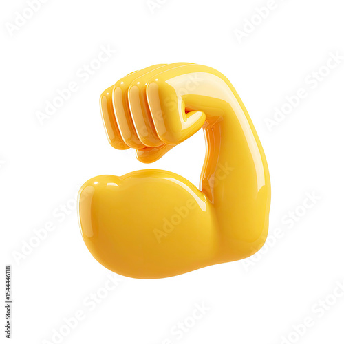 Yellow Arm Flexing Bicep Emoji on Transparent Background vibrant yellow arm