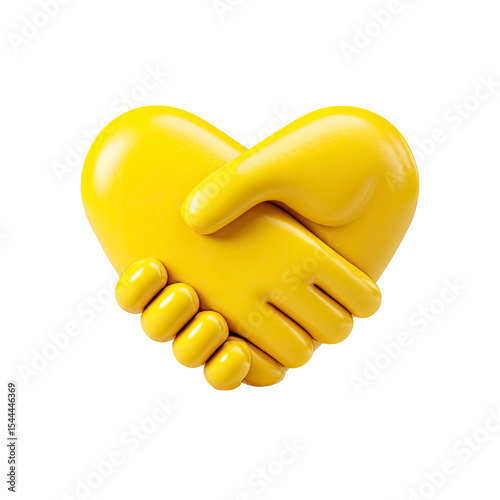 Yellow Handshake Forming Heart Shape Symbolizing Partnership on transparent background