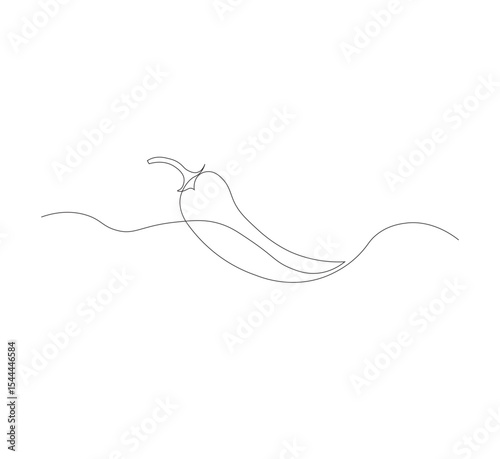 Fresh chili pepper continuous line drawing. white background, simple vector