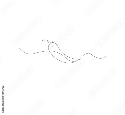 Fresh chili pepper continuous line drawing. white background, simple vector