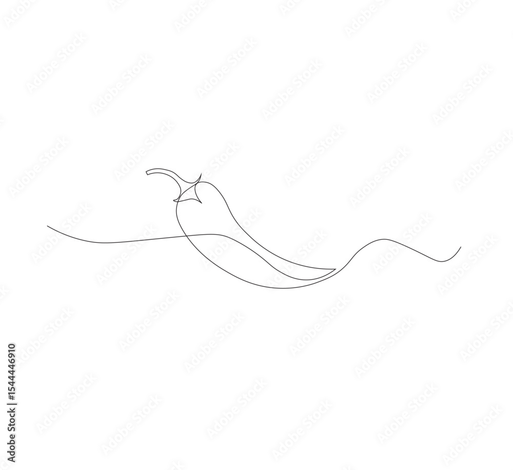 Fototapeta premium Fresh chili pepper continuous line drawing. white background, simple vector