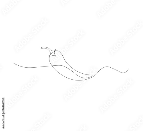 Fresh chili pepper continuous line drawing. white background, simple vector