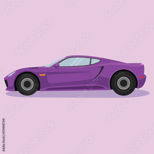 Pink sports car vector illustration with fast and stylish design