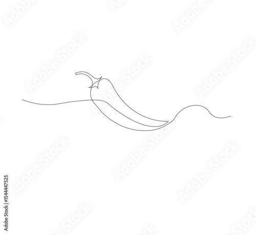 Fresh chili pepper continuous line drawing. white background, simple vector