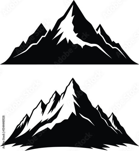 Mountain Black Silhouette Vector Illustration with PNG Background